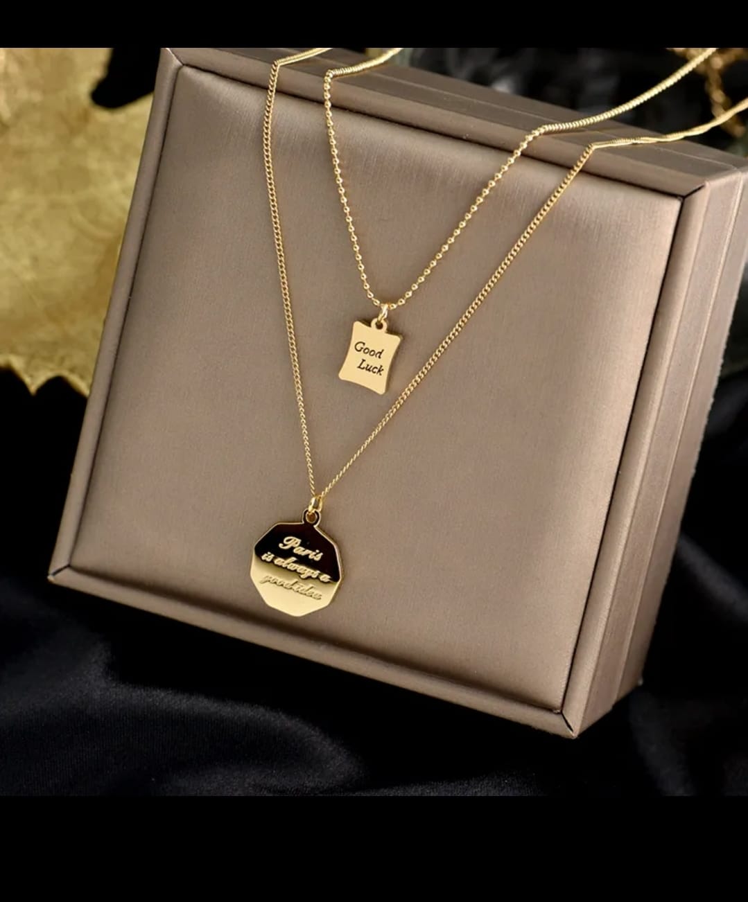 Two-Pendant Gold Plated Necklace