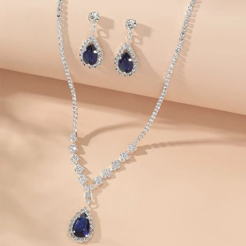Sylver Crystal Zircon Necklace set