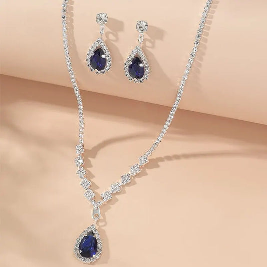 Sylver Crystal Zircon Necklace set