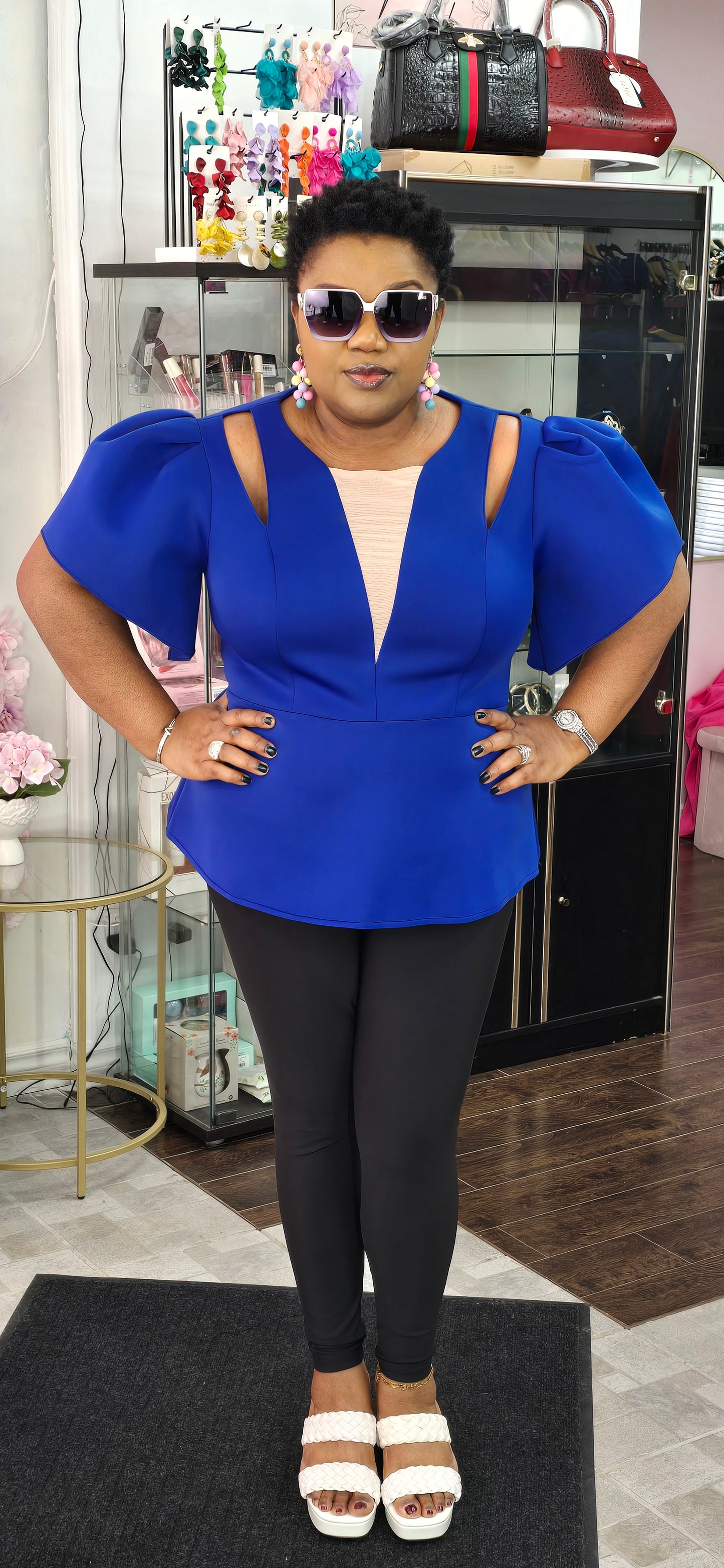 Blue Puffy Sleeves Top