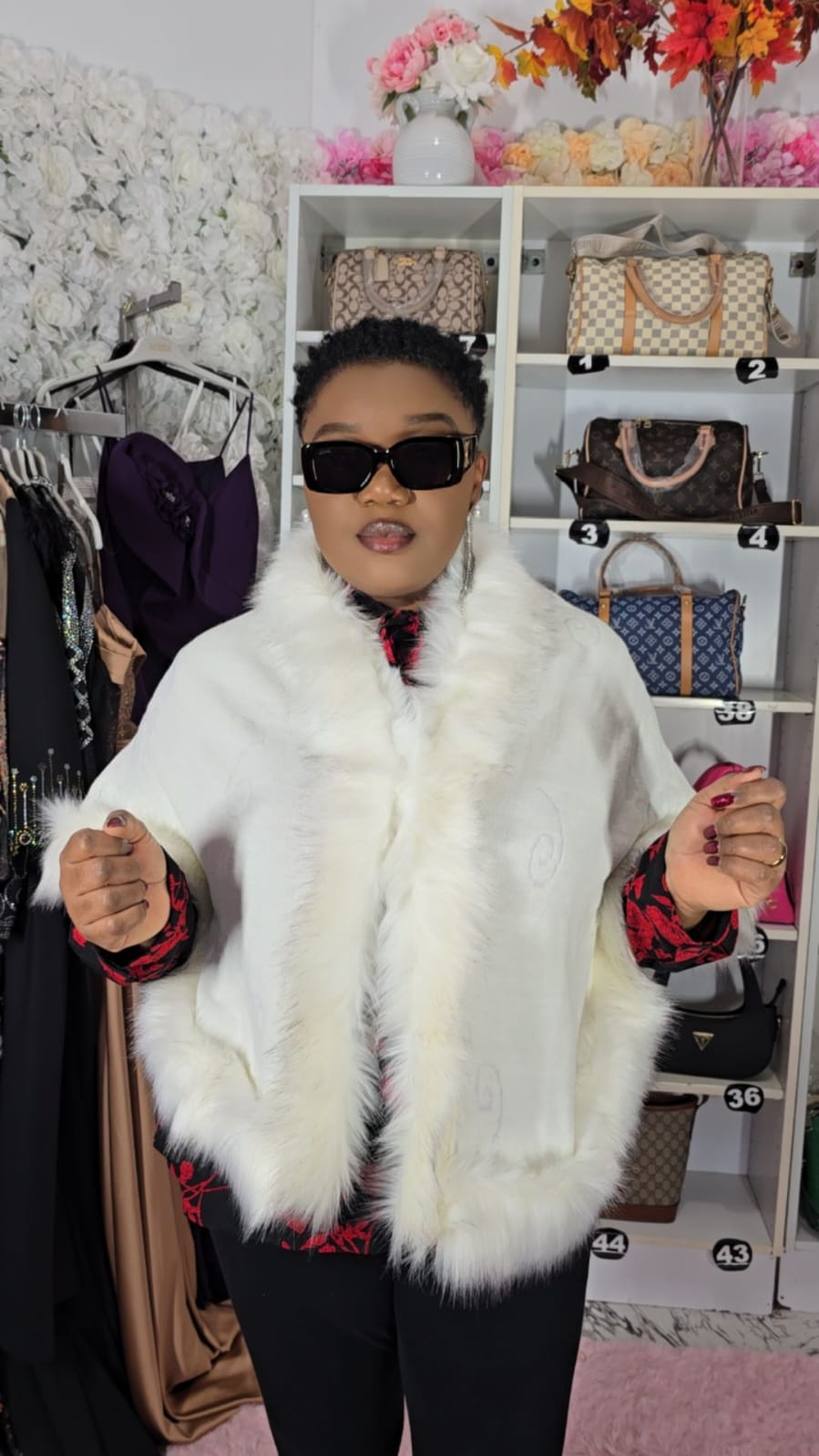 Fancy Faux Fur Poncho/Shawl