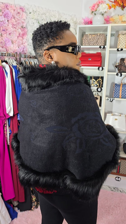 Fancy Faux Fur Poncho/Shawl