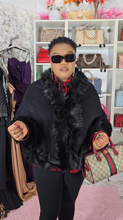 Fancy Faux Fur Poncho/Shawl