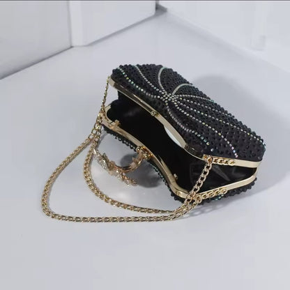 Elegant Evening Clutch with Crystal Shiny Stones