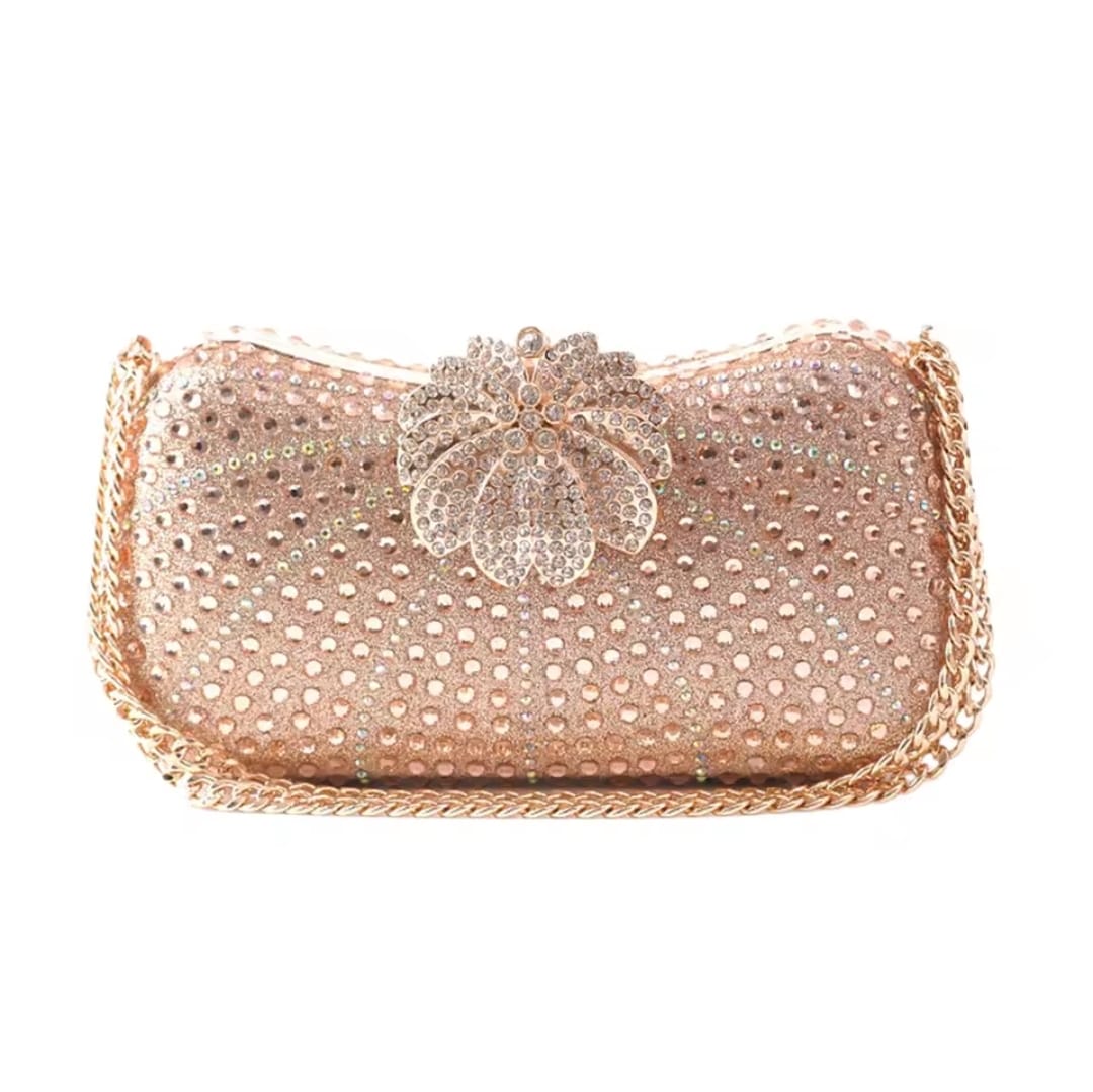 Elegant Evening Clutch with Crystal Shiny Stones