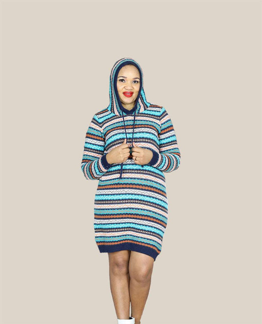 Soft and Comfortable Hooded Sweater Dress.