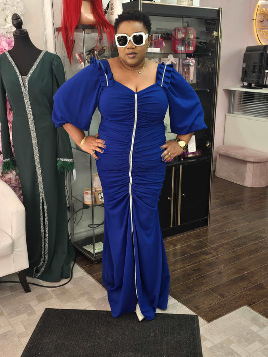 Blue drapped Rugby Dress