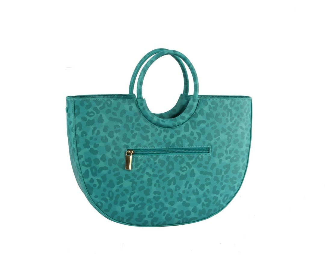 Turquoise Faux Leather Tote