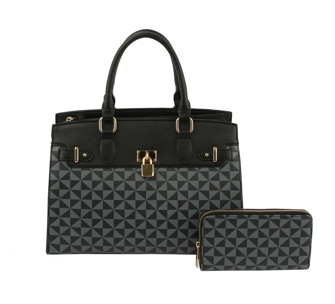 Signature Print Classic Lock Tote set