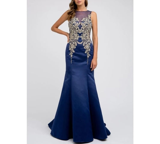 Blue Prom /Evening Beaded Bust Gown.