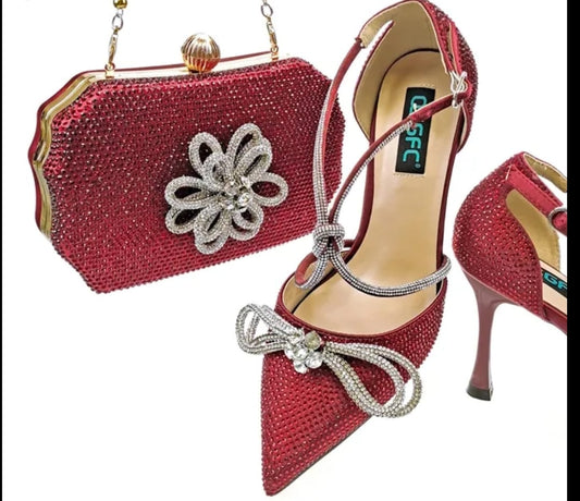 Wine Red Evening Purse and Shoe set