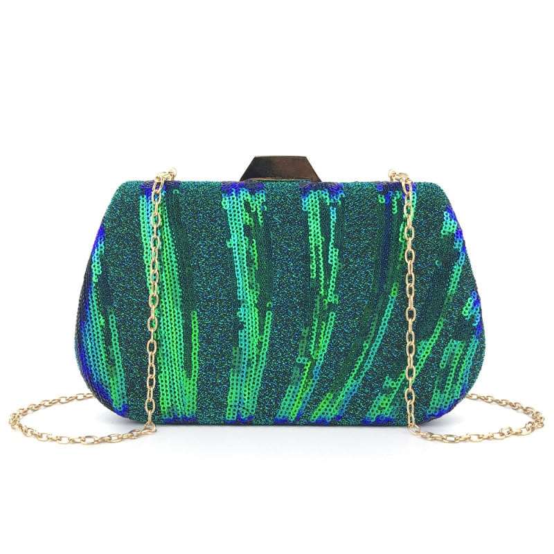 Chic Sequin Design Clutch Square Crossbody Evening Bag.