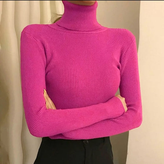 Slim Super Stretchy Short Turtleneck Sweater