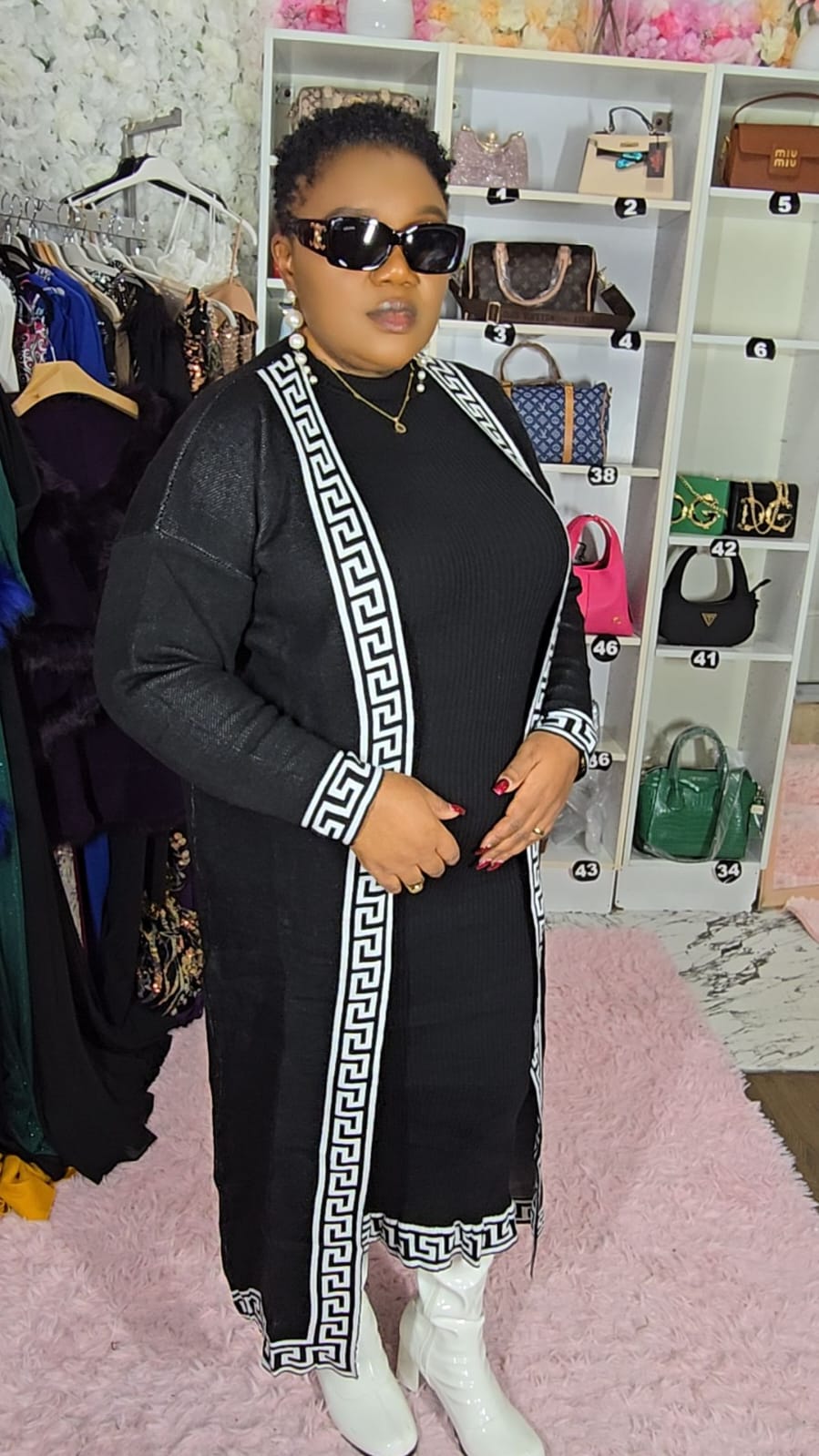 Black & White Sweater Dress Set.