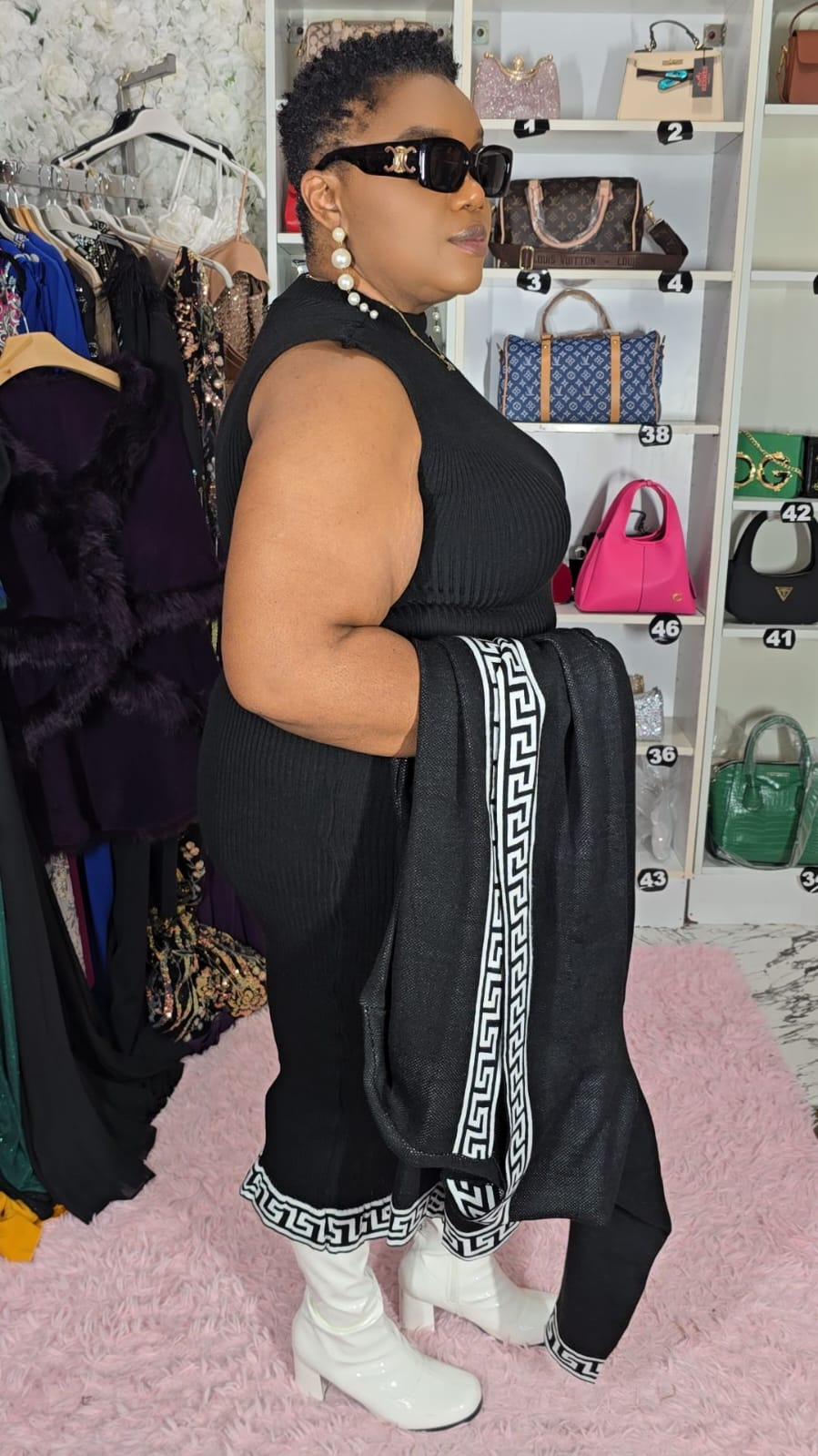 Black & White Sweater Dress Set.